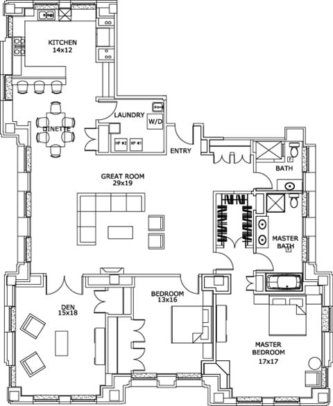 Floor plan for 3 beds, 2 baths, 2647 sqft